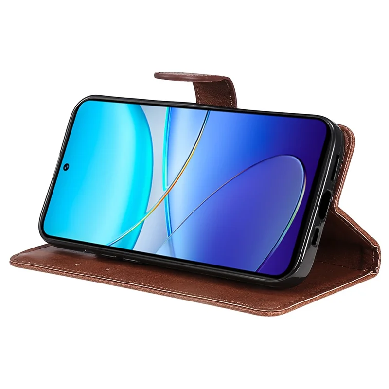 KT Leather Series-2 per vivo V40 SE 5G / Y100 5G (Indonesia) / Y200e 5G / V30 Lite 5G (India) Custodia in Pelle PU Portafoglio Flip Cover - Marrone