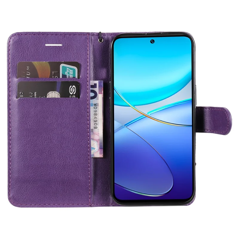 KT Leather Series-2 per vivo V40 SE 5G / Y100 5G (Indonesia) / Y200e 5G / V30 Lite 5G (India) Custodia Portafoglio in Pelle PU - Viola