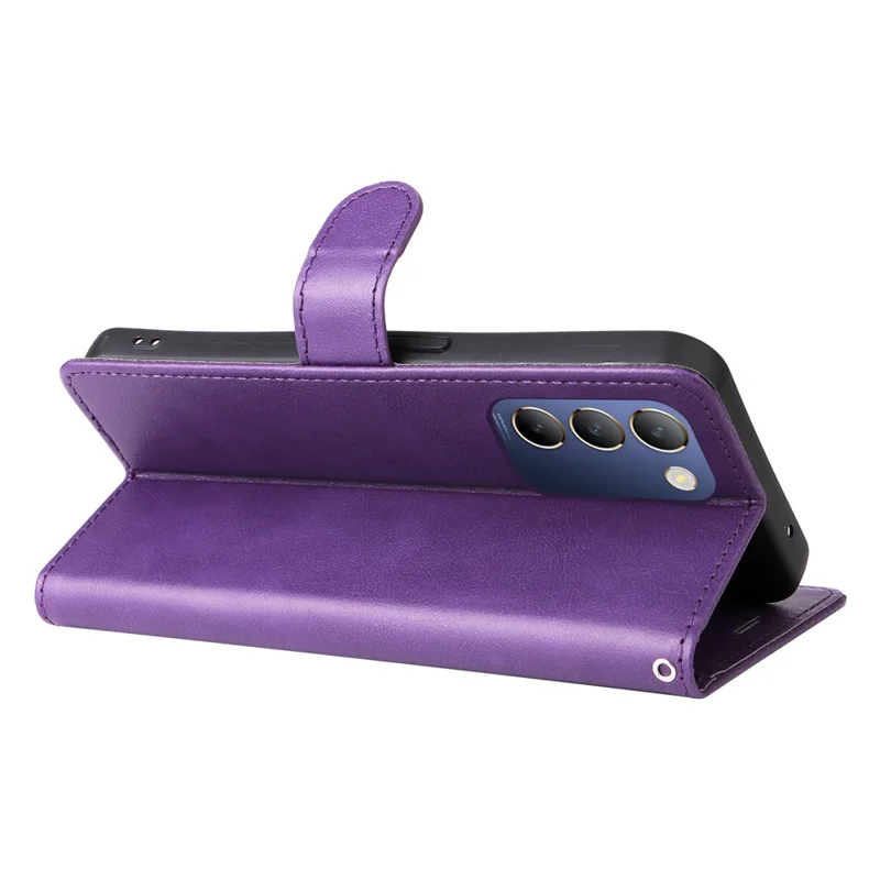 KT Leather Series-2 per vivo V40 SE 5G / Y100 5G (Indonesia) / Y200e 5G / V30 Lite 5G (India) Custodia Portafoglio in Pelle PU - Viola