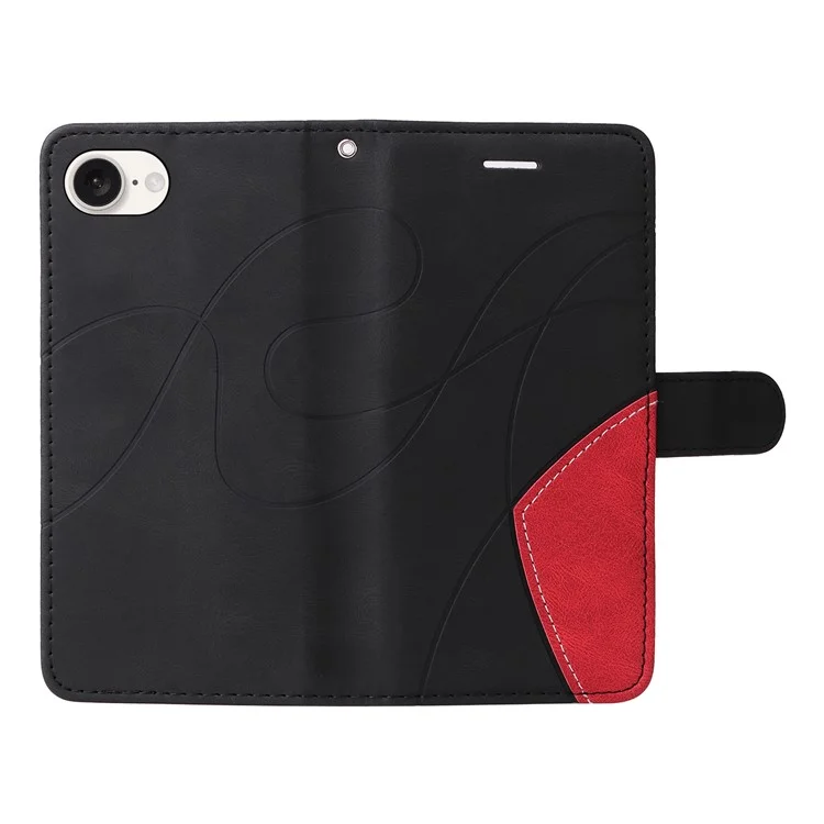 KT Leather Series-1 per iPhone SE (2024) Custodia del telefono Wallet Custodia in pelle Dual Color Splicing - Nero