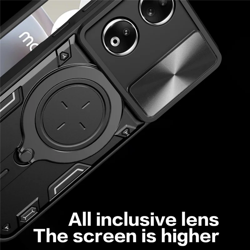 For Honor 90 Cover TPU+PC Phone Protective Shell Slide Camera Lid Kickstand Phone Case - Red