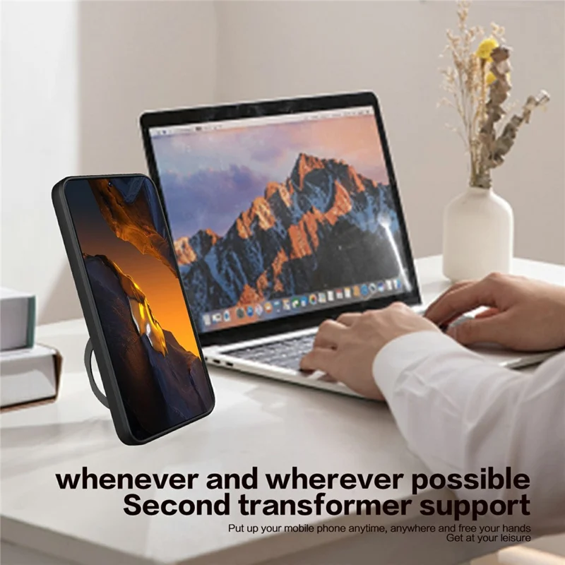 For Xiaomi Poco M4 Pro 4G Kickstand Case TPU+PC Phone Cover with Slide Lens Shield - Silver