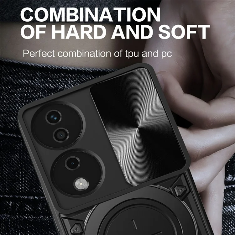 For Honor X7b 4G / 90 Custodia Smart TPU+PC con Supporto Grado Militare Antiurto - Nero 