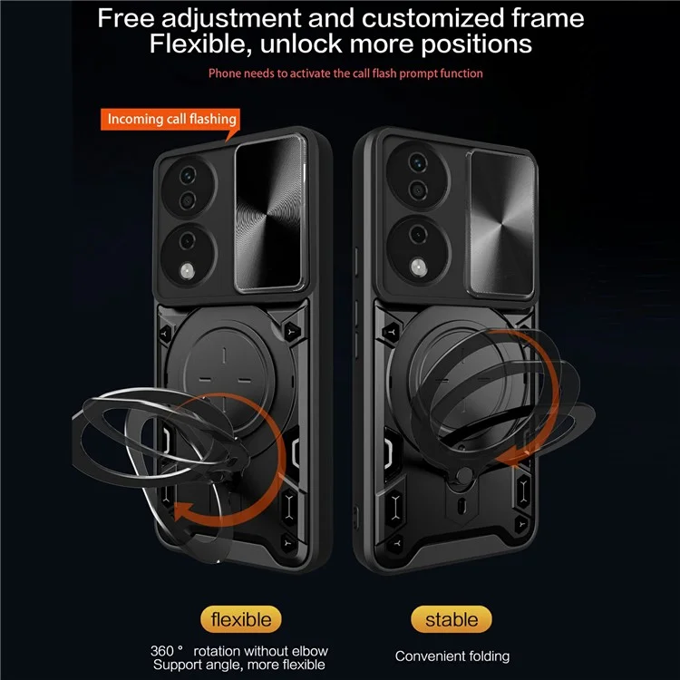 For Honor X7b 4G / 90 Custodia Smart TPU+PC con Supporto Grado Militare Antiurto - Nero 