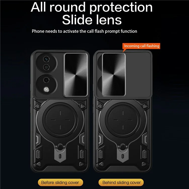 For Honor X7b 4G / 90 Custodia Smart TPU+PC con Supporto Grado Militare Antiurto - Nero 