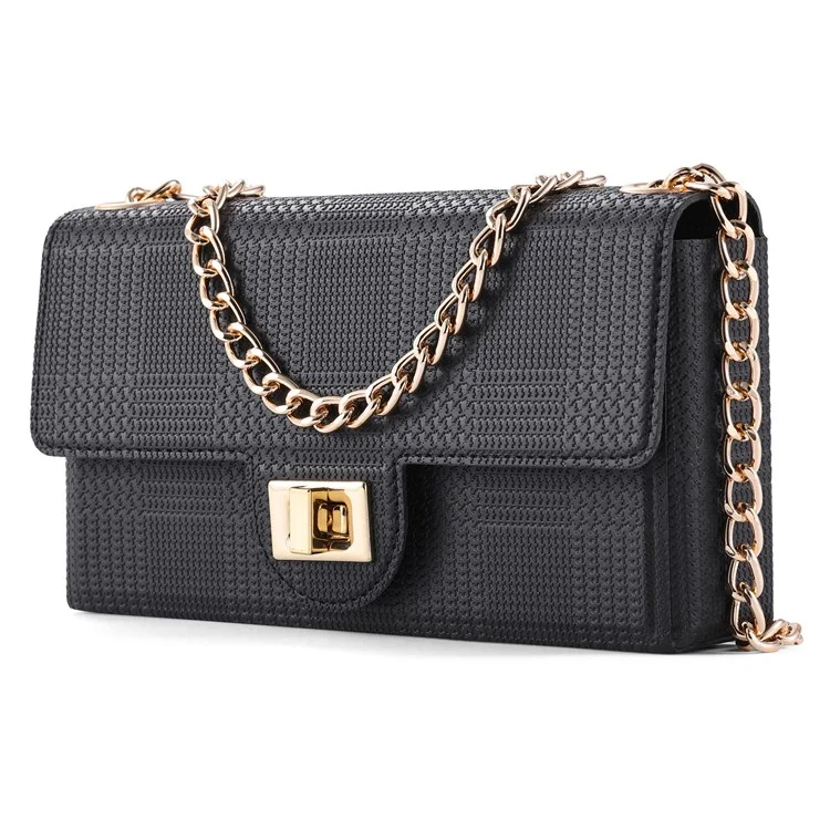VILI GHL2 Series Crossbody Phone Bag Boucle Design Sac en Cuir avec Chaîne Bandoulière - Noir