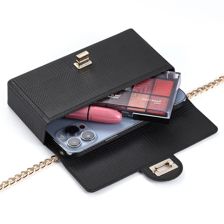 VILI GHL2 Series Crossbody Phone Bag Boucle Design Sac en Cuir avec Chaîne Bandoulière - Noir