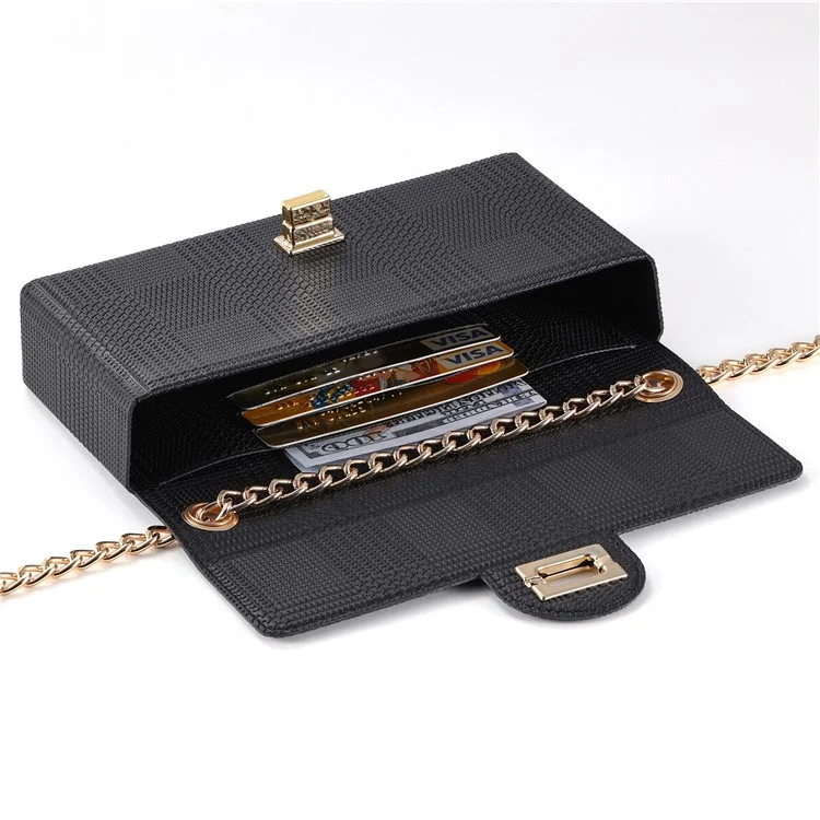 VILI GHL2 Series Crossbody Phone Bag Boucle Design Sac en Cuir avec Chaîne Bandoulière - Noir