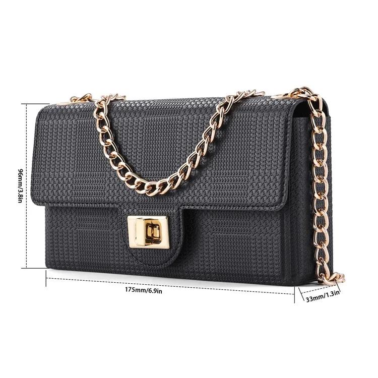 VILI GHL2 Series Crossbody Phone Bag Boucle Design Sac en Cuir avec Chaîne Bandoulière - Noir