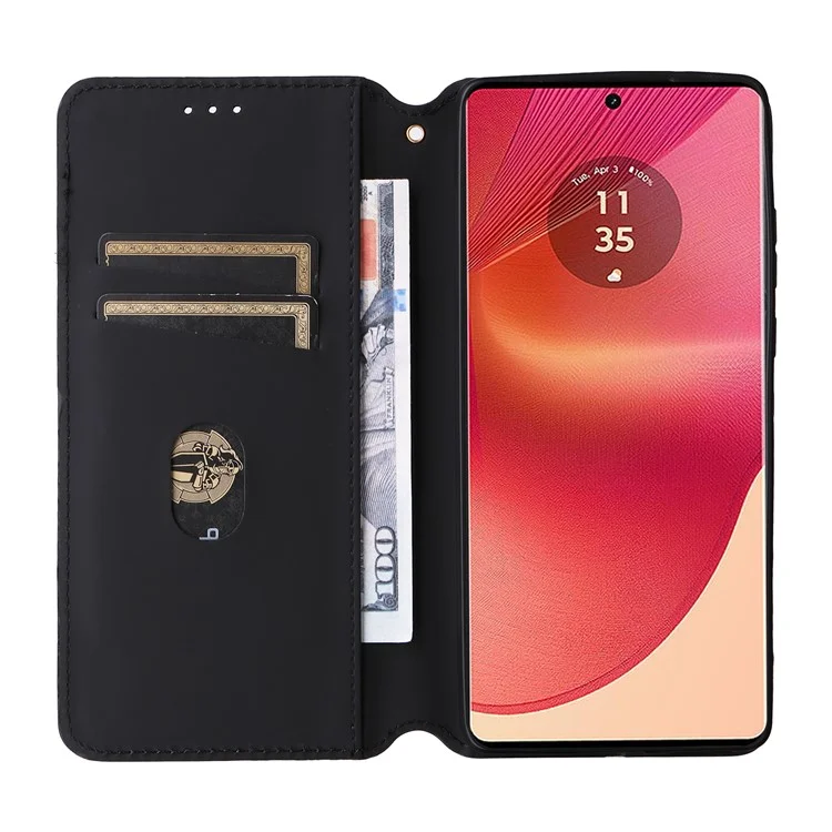 Per Motorola Edge 50 Fusion 5G Wallet Case Chiusura Magnetica Cover in Pelle per Telefono - Nero