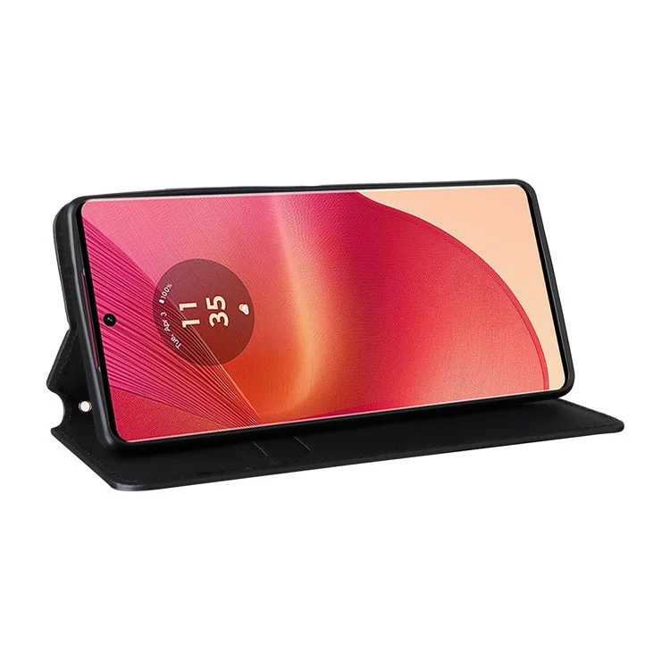 Per Motorola Edge 50 Fusion 5G Wallet Case Chiusura Magnetica Cover in Pelle per Telefono - Nero