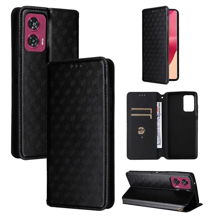 Per Motorola Edge 50 Fusion 5G Wallet Case Chiusura Magnetica Cover in Pelle per Telefono - Nero