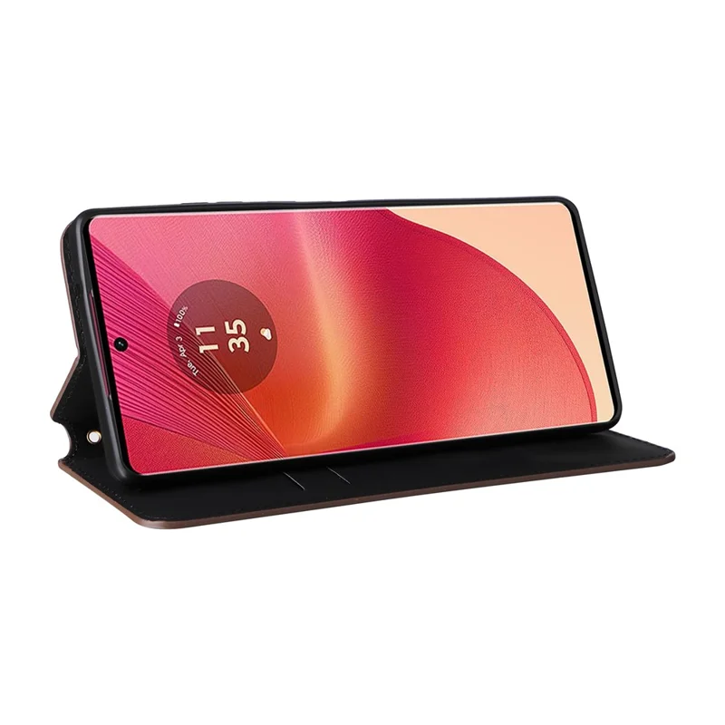 For Motorola Edge 50 Fusion 5G Wallet Case Magnetic Closing Phone Leather Cover - Brown