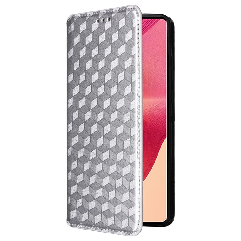 For Motorola Edge 50 Fusion 5G Wallet Case Magnetic Closing Phone Leather Cover - Silver