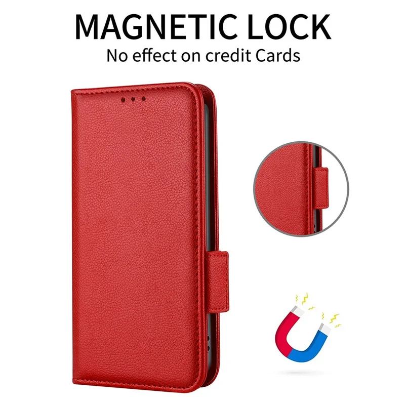 For Motorola Edge 50 Fusion 5G Case with Wrist Strap Litchi Texture PU Leather Wallet Phone Cover - Red