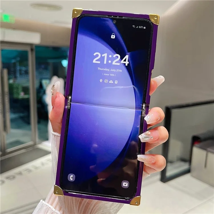 For Samsung Galaxy Z Flip5 5G TPU+PC Phone Case Mobile Phone Shell with Kickstand - Dark Purple