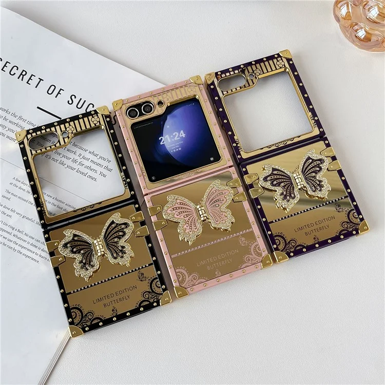 For Samsung Galaxy Z Flip5 5G TPU+PC Phone Case Mobile Phone Shell with Kickstand - Dark Purple