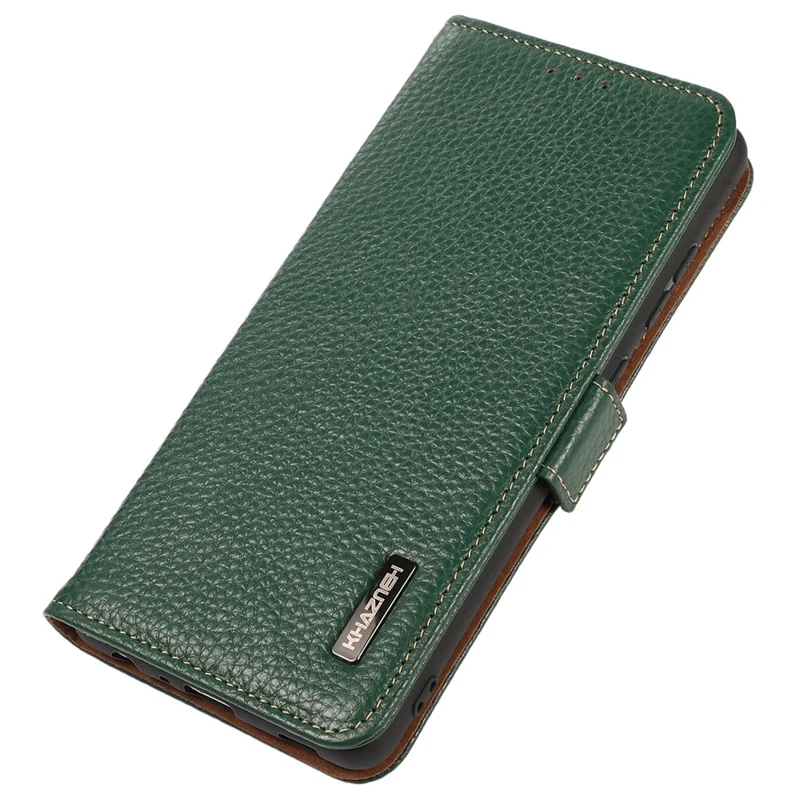KHAZNEH For Sony Xperia 10 VI Case Genuine Cow Leather Phone Cover RFID Blocking Wallet - Green