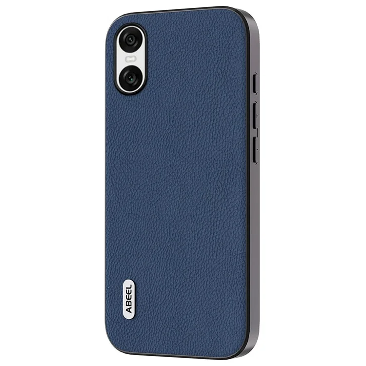 ABEEL Für Sony Xperia 10 VI Case Rindsleder Litchi-Textur Rückseite Handyhülle - Blau