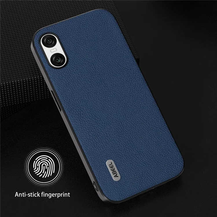 ABEEL Für Sony Xperia 10 VI Case Rindsleder Litchi-Textur Rückseite Handyhülle - Blau