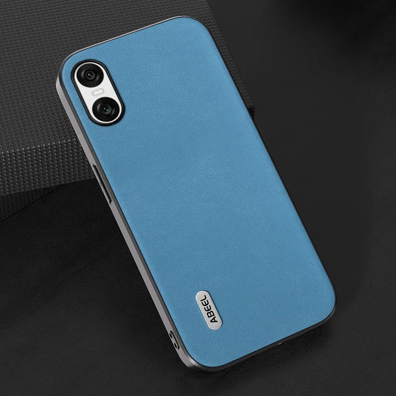 ABEEL For Sony Xperia 10 VI Anti-Fall Phone Case Textured Leather Coated PC+TPU Cover - Sky Blue