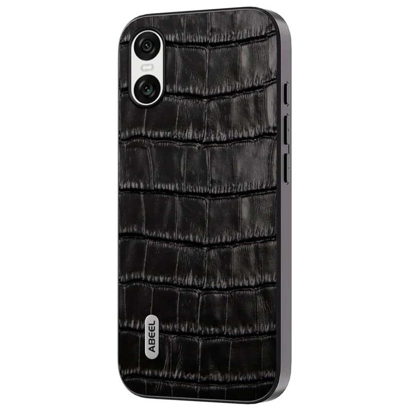 ABEEL For Sony Xperia 10 VI Cell Phone Cases Genuine Cow Leather+PC+TPU Drop-Proof Cover - Black