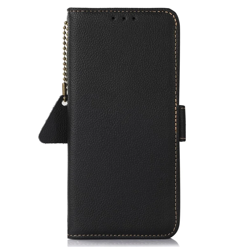 TJ For Sony Xperia 1 VI Wallet Case RFID Blocking Genuine Cow Leather Phone Cover - Black