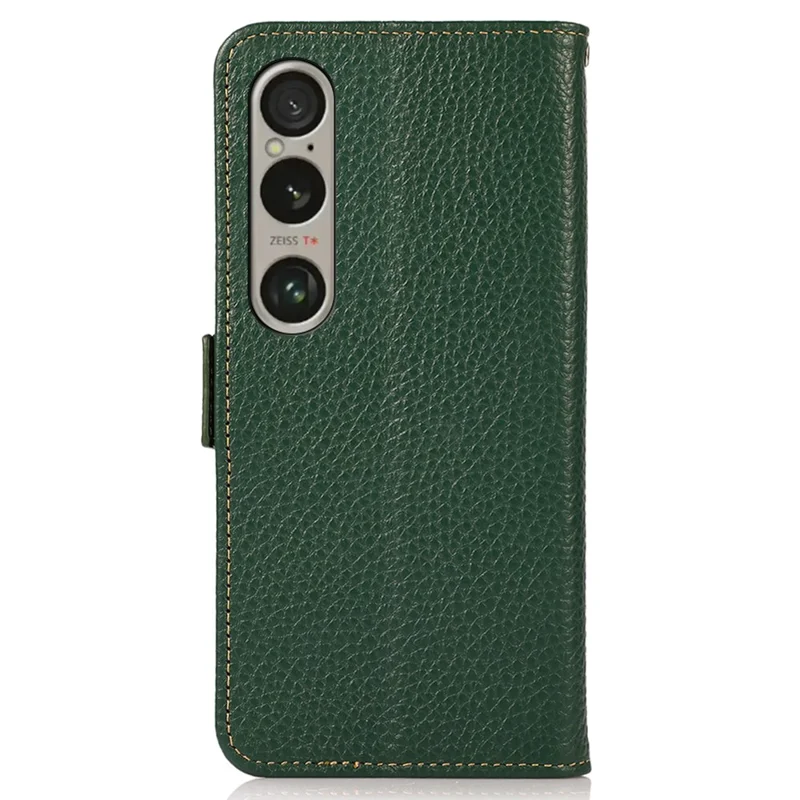 KHAZNEH For Sony Xperia 1 VI Case Side-Magnetic Genuine Cow Leather RFID Blocking Cover - Green