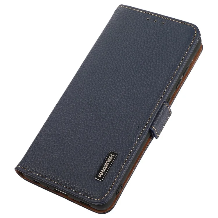KHAZNEH For Sony Xperia 1 VI Case Side-Magnetic Genuine Cow Leather RFID Blocking Cover - Blue
