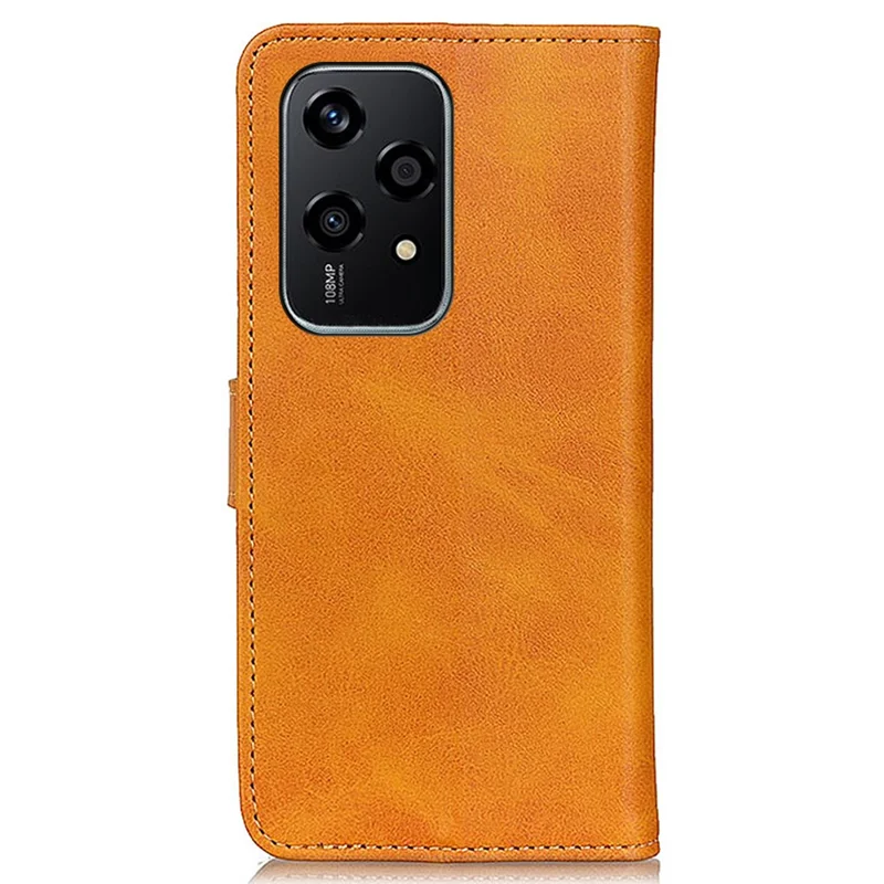 For Honor 200 Lite Case Cowhide Texture Leather Wallet Stand Flip Phone Cover - Brown