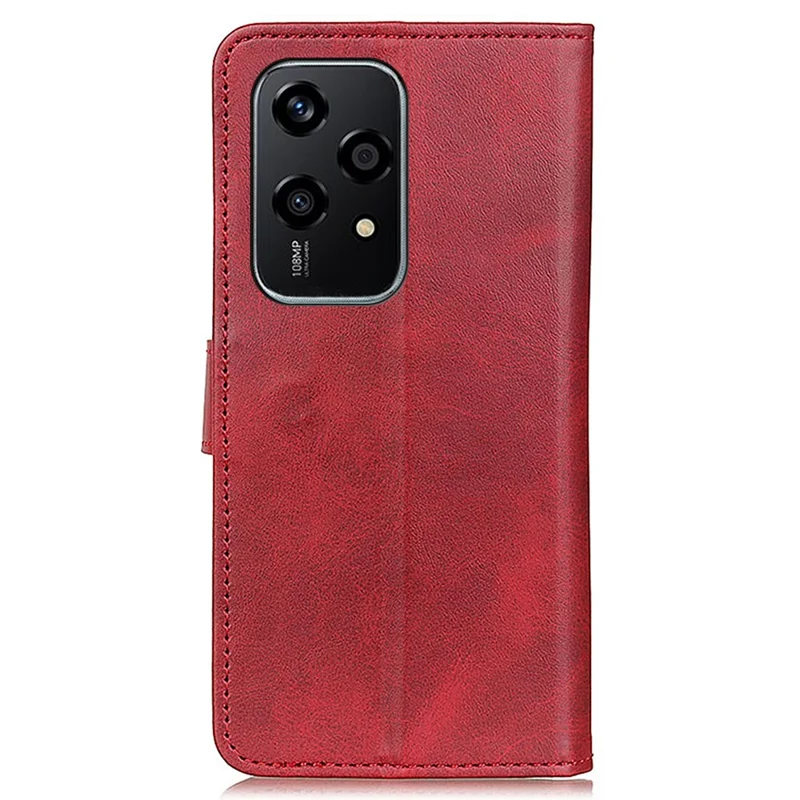 For Honor 200 Lite Case Cowhide Texture Leather Wallet Stand Flip Phone Cover - Red