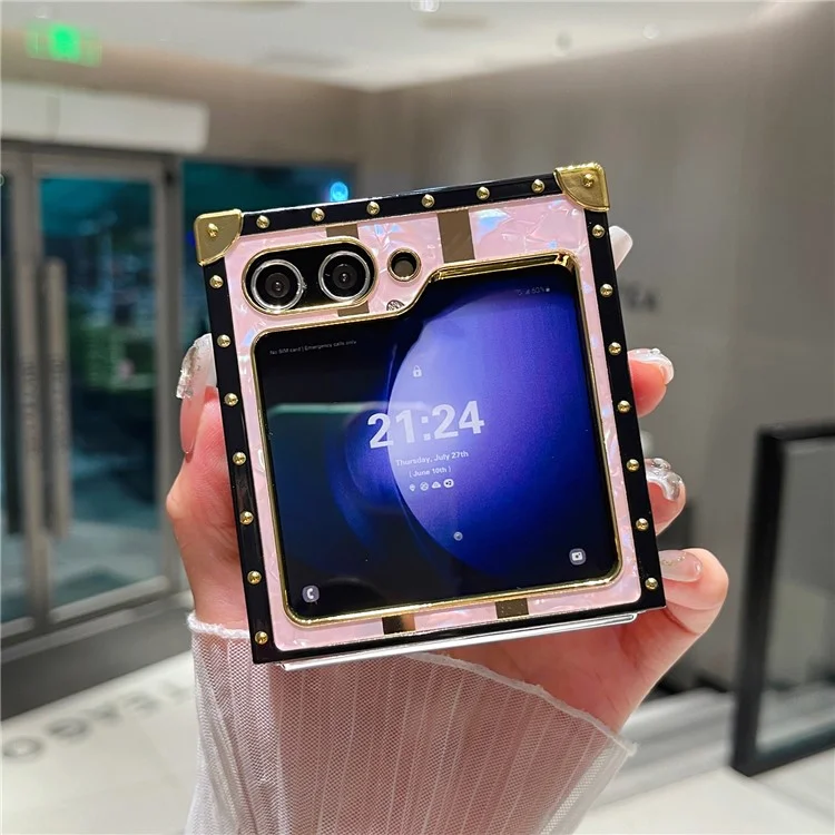 Für Samsung Galaxy Z Flip5 5G Handyhülle, TPU+PC Elektrobeschichteter Schmetterling-Ständer-Cover - Pink
