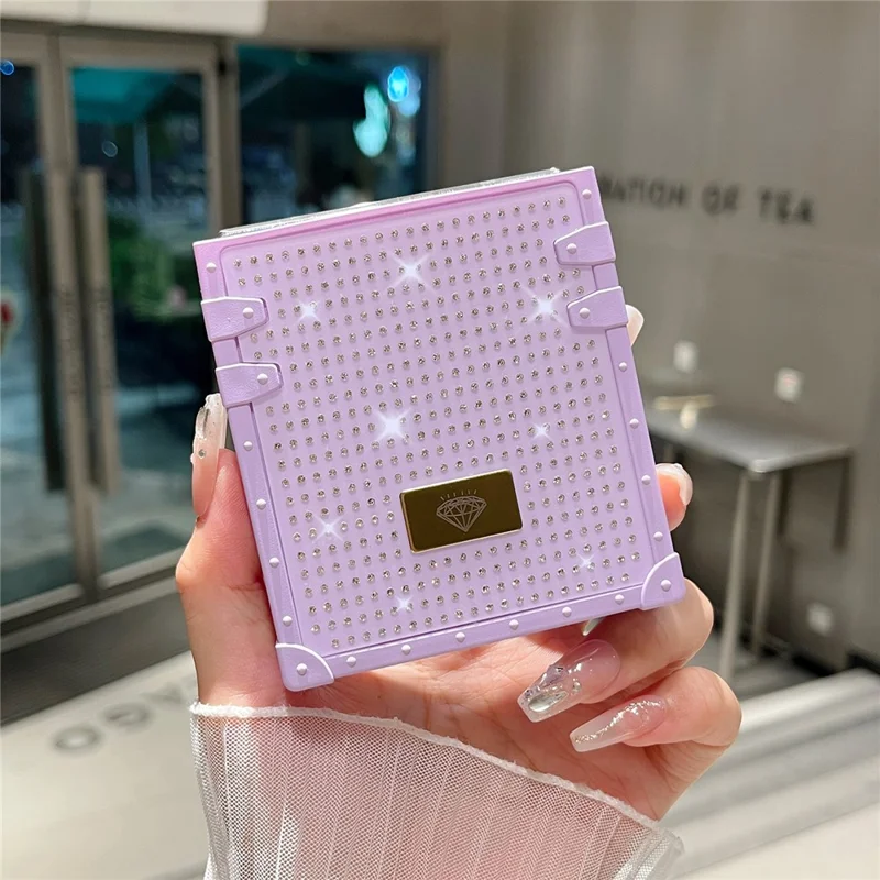 Für Samsung Galaxy Z Flip5 5G Handyhülle Rhinestone Dekor TPU+PC Diamantmuster Metallabzeichen Cover - Rose