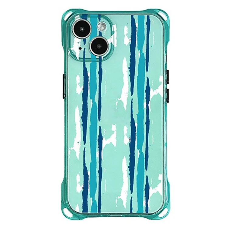 Für iPhone 15 grüne stoßfeste Handyhülle Mustermotiv TPU Handyhülle mit Trageriemen