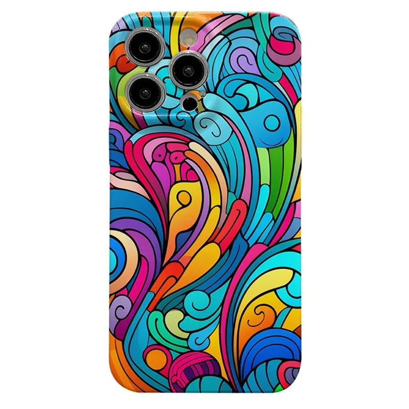 For iPhone 14 Pro Cell Phone Cover Colorful Waves Pattern Hard PC Back Case