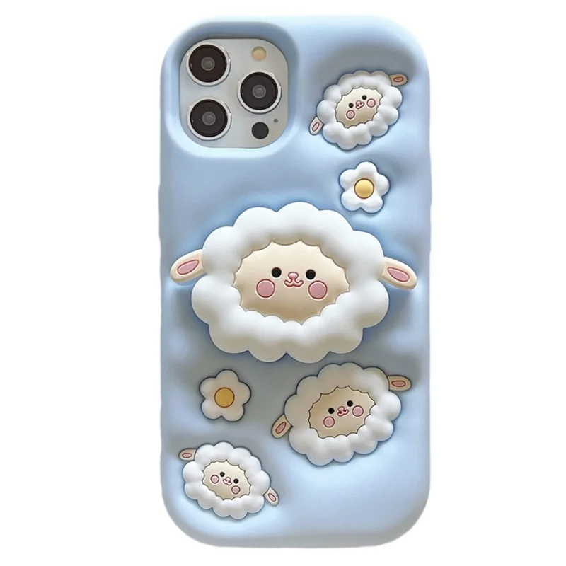 Für iPhone 15 Pro Cover Schaf Form Ständer Silikon Schutz Handy Hülle