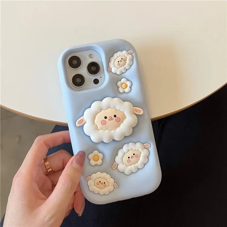 For iPhone 14 Pro Max Wholesale Phone Case Silicone Sheep Shape Kickstand Cellphone Cover