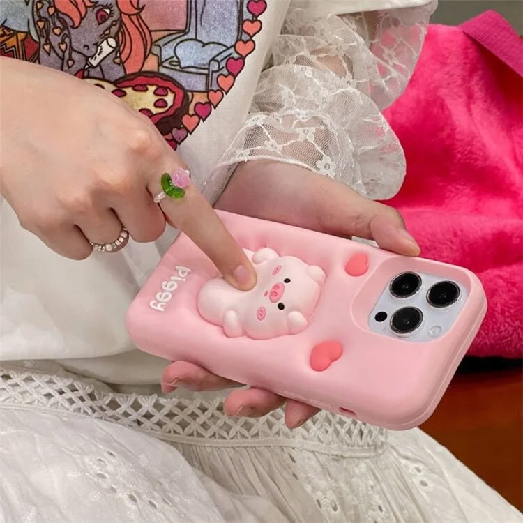 Phone Case for iPhone 14 Pro Wholesale Phone Cover Soft Decompression Pig Decor Silicone Shell