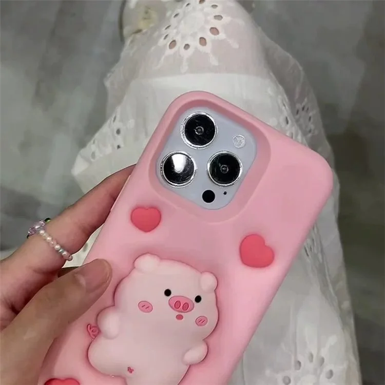 Phone Case for iPhone 14 Pro Wholesale Phone Cover Soft Decompression Pig Decor Silicone Shell