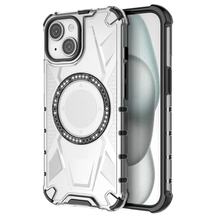 Für iPhone 14 Magnetisches Handyhülle TPU-Rahmen PC-Rückseite Hybrid-Handyhülle - Transparent