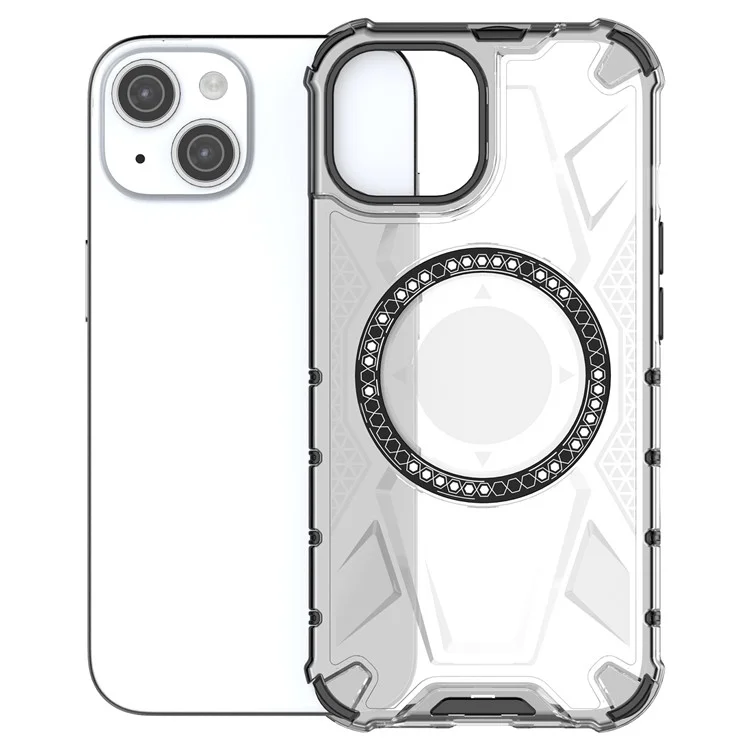 Für iPhone 14 Magnetisches Handyhülle TPU-Rahmen PC-Rückseite Hybrid-Handyhülle - Transparent