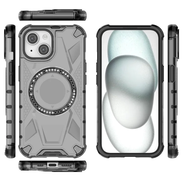 Für iPhone 14 Magnetisches Handyhülle TPU-Rahmen PC-Rückseite Hybrid-Handyhülle - Transparent