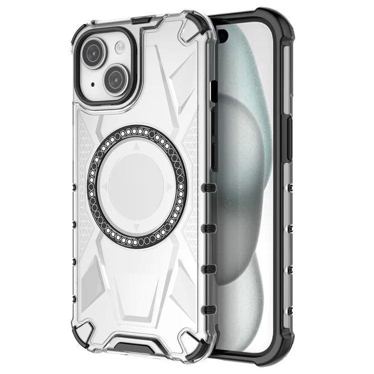 Für iPhone 15 Magnetisches Handyhülle Kompatibel mit MagSafe TPU-Rahmen PC-Rückseite - Transparent