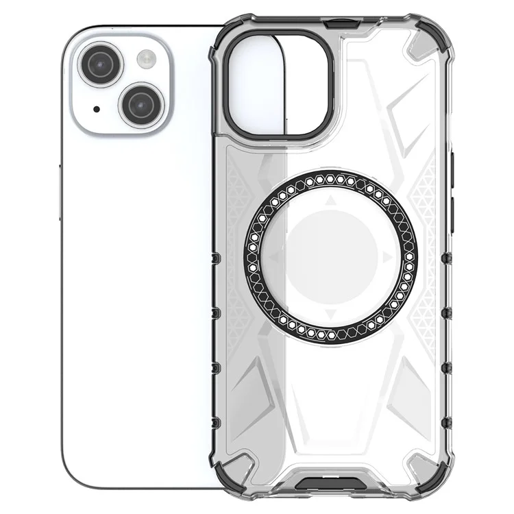 Für iPhone 15 Magnetisches Handyhülle Kompatibel mit MagSafe TPU-Rahmen PC-Rückseite - Transparent
