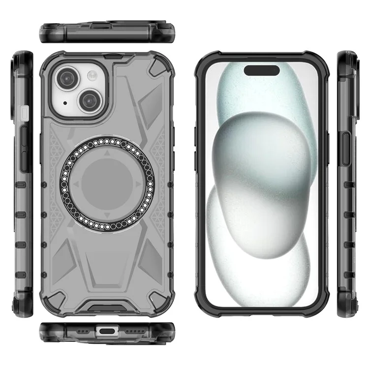 Für iPhone 15 Magnetisches Handyhülle Kompatibel mit MagSafe TPU-Rahmen PC-Rückseite - Transparent