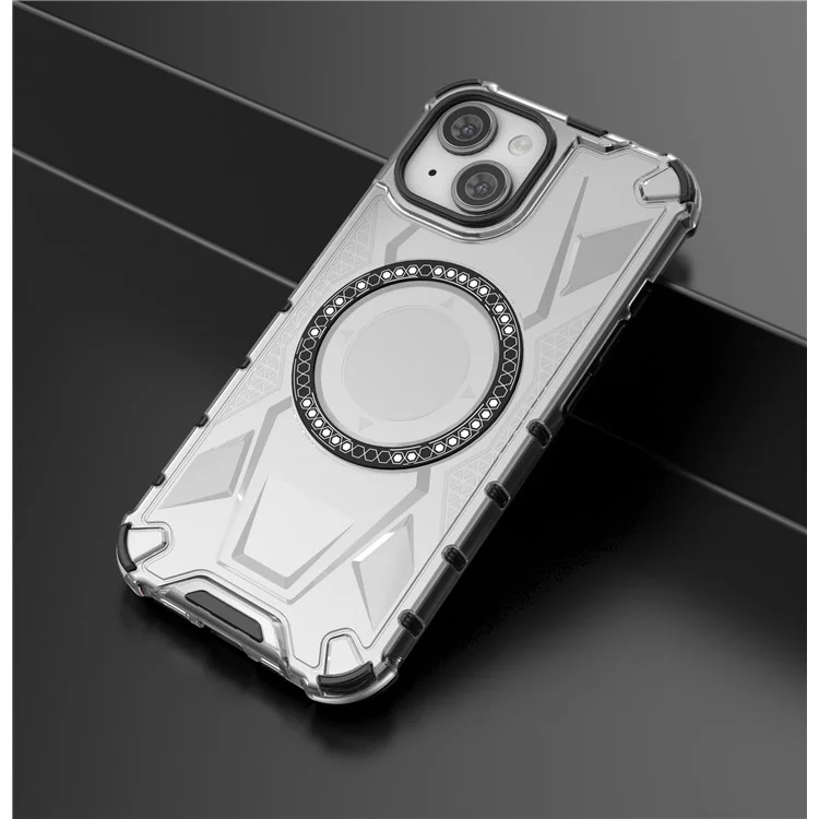 Für iPhone 15 Magnetisches Handyhülle Kompatibel mit MagSafe TPU-Rahmen PC-Rückseite - Transparent