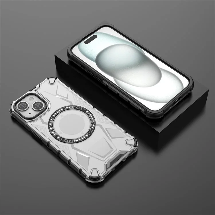 Für iPhone 15 Magnetisches Handyhülle Kompatibel mit MagSafe TPU-Rahmen PC-Rückseite - Transparent