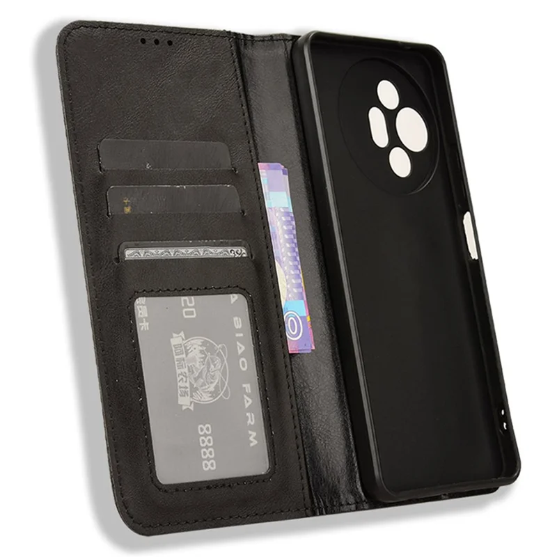 For TCL 50 XL 5G Case Retro PU Leather Wallet Phone Cover with Viewing Stand - Black