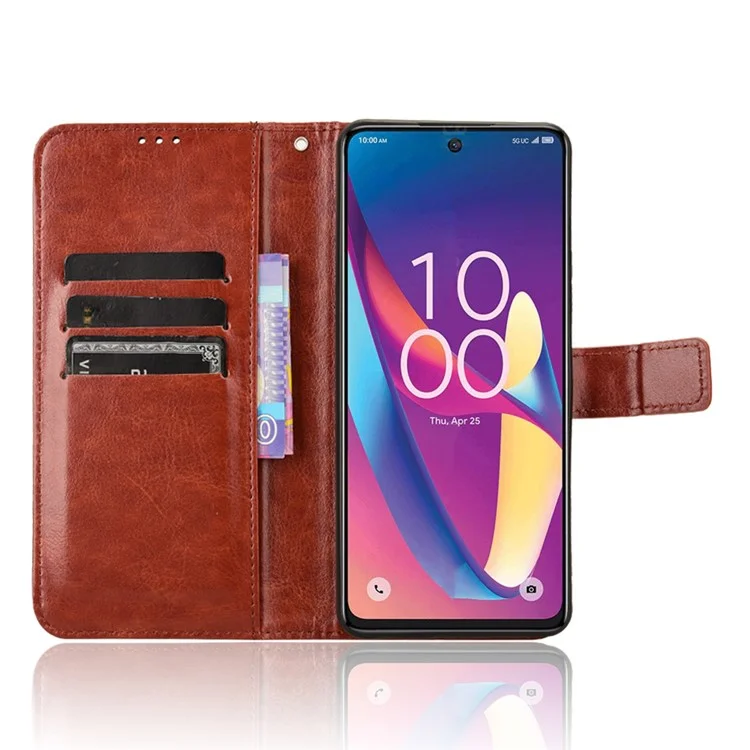 Für TCL 50 XL 5G Hülle Crazy Horse Textur Leder Handy Cover Mobilzubehör Großhandel - Braun