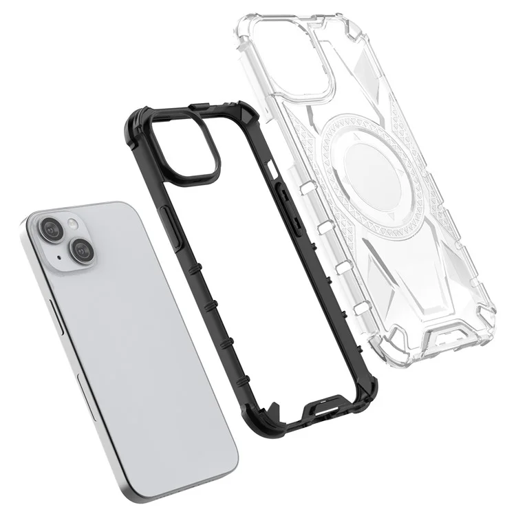 Для iPhone 15 чехол PC+TPU Anti-Drop Armor Rugged Phone Cover - прозрачный